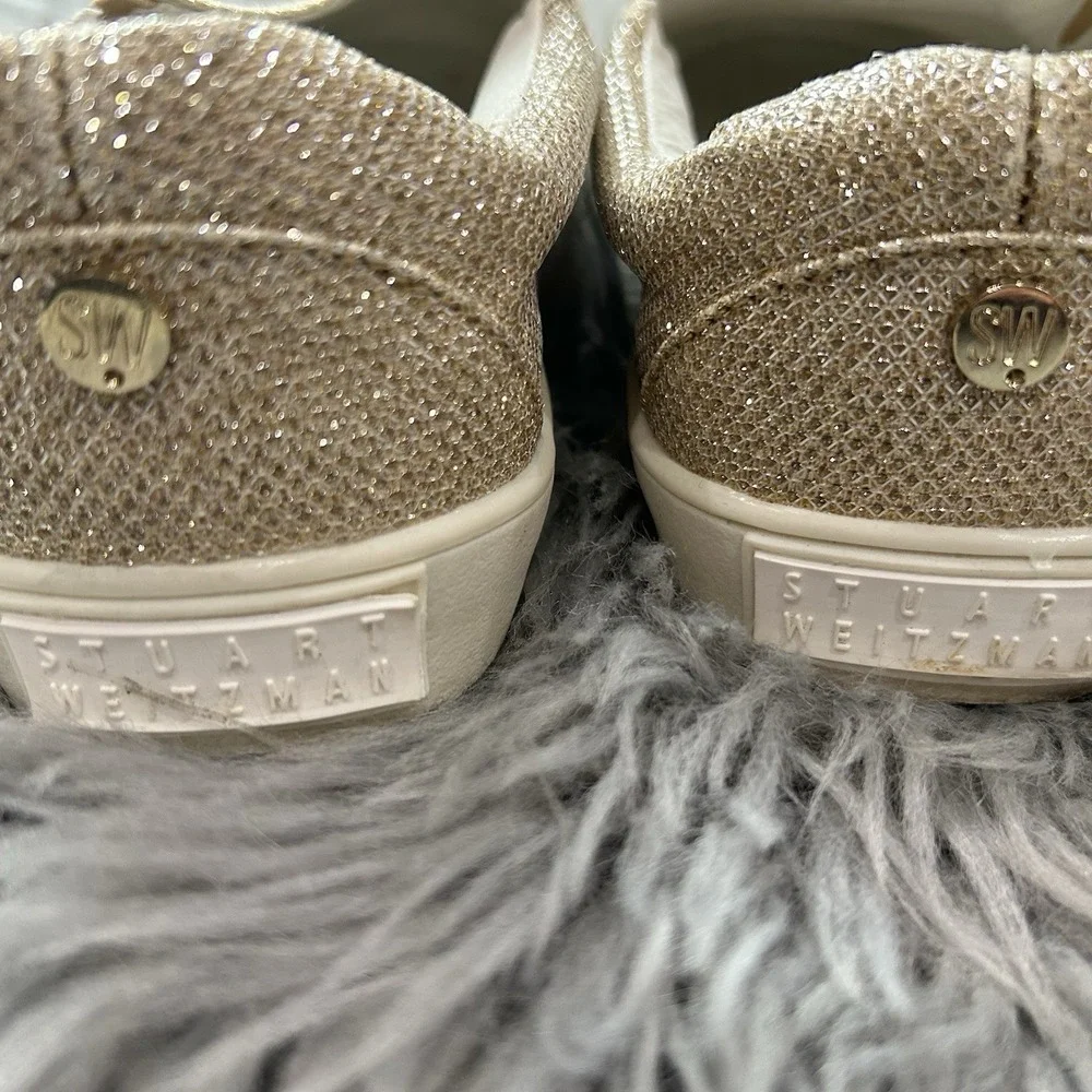 Stuart‎ Weitzman Youth Champagne Shimmer Vance Slider Girls Size 4